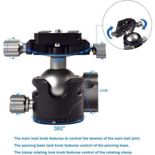  [아마존베스트]MENGS BH-36 Panorama Ball Head with 360° Rotating Clamp + Quick Release Plate for DSLR Camera Camcorder and Tirpod Head Max. Load 10 kg