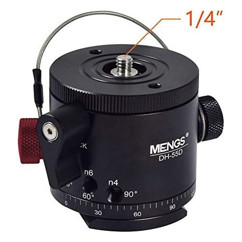  [아마존베스트]MENGS DH-55 indexing camera ball head for 1/4 inch camera thread and 3/8 inch tripod screw, 10 different degree stop distances (5° - 90°) panorama tripod with clamp and fast plate