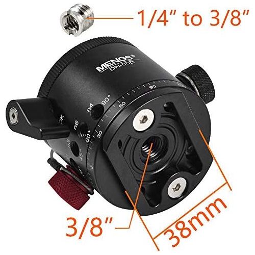  [아마존베스트]MENGS DH-55 indexing camera ball head for 1/4 inch camera thread and 3/8 inch tripod screw, 10 different degree stop distances (5° - 90°) panorama tripod with clamp and fast plate