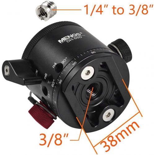  [아마존베스트]MENGS DH-55 indexing camera ball head for 1/4 inch camera thread and 3/8 inch tripod screw, 10 different degree stop distances (5° - 90°) panorama tripod with clamp and fast plate