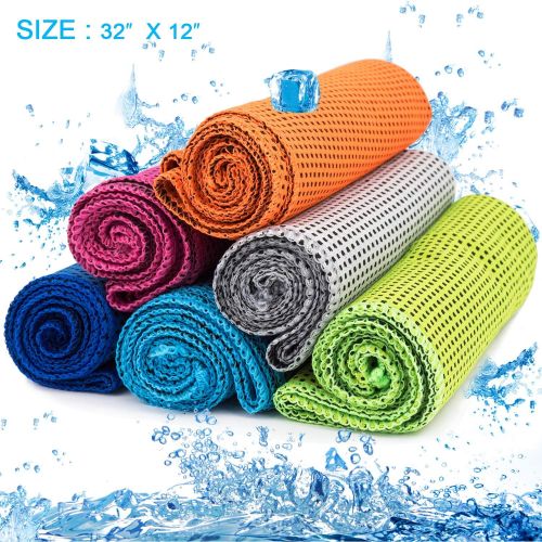  [아마존베스트]MENOLY Cooling Towel Ice Towel Microfiber Towel Soft Breathable Cool Towel for Sports, Gym, Yoga, Camping, Running, Fitness, Workout and More Activities 6 Pack