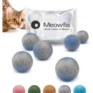 MEOWFIA Wool Ball Toys - 6-Pack of Safe for Cats and Small Dogs Balls - 1.5 Inch Felted Wool Cat Toy and Dog Toy - Perfect with Cat Cave - Silent - Mini Tennis Balls - (1,5in/Grey-Blue)