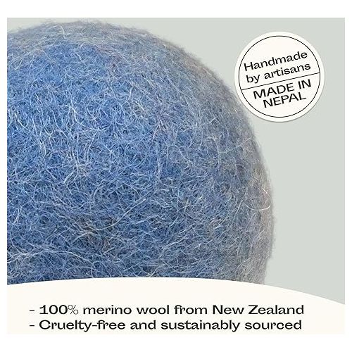  MEOWFIA Wool Ball Toys - 6-Pack of Safe for Cats and Small Dogs Balls - 1.5 Inch Felted Wool Cat Toy and Dog Toy - Perfect with Cat Cave - Silent - Mini Tennis Balls - (1,5in/Grey-Blue)