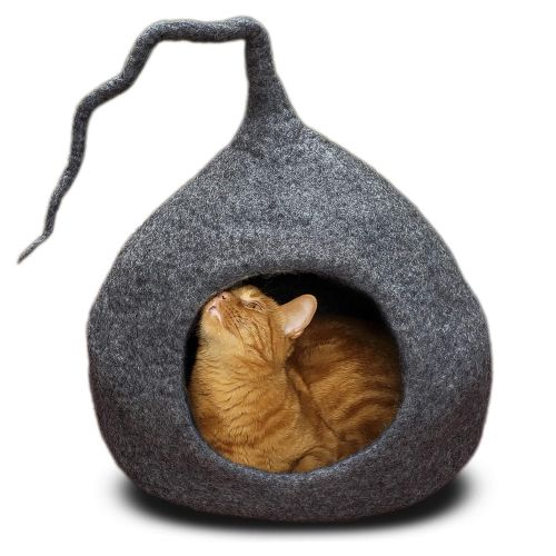  MEOWFIA Premium Cat Bed Cave (Large) - Eco Friendly 100% Merino Wool Beds for Cats and Kittens