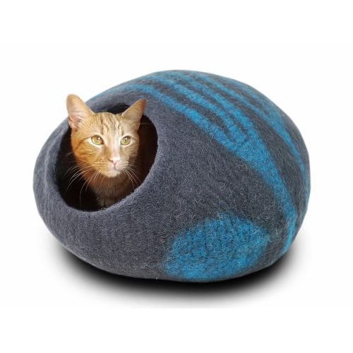  MEOWFIA Premium Cat Bed Cave (Large) - Eco Friendly 100% Merino Wool Beds for Cats and Kittens