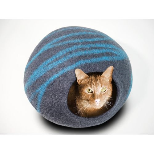  MEOWFIA Premium Cat Bed Cave (Large) - Eco Friendly 100% Merino Wool Beds for Cats and Kittens