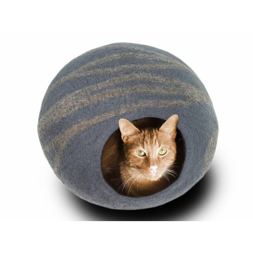  MEOWFIA Premium Felt Cat Bed Cave (Medium) - Handmade 100% Merino Wool Bed for Cats and Kittens