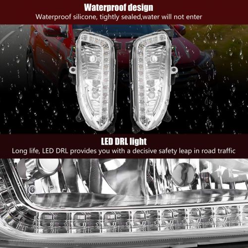  MERCEDES KIMISS 1 Pair Car Daytime Running Light DRL Fog Lamp Cover for Hyundai Santa Fe/IX45 2013-2015