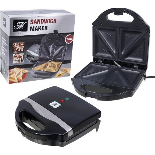  [아마존베스트]Mercury Sandwich Maker and Toaster with Baking Plates Non-Stick Surface, Black (46782)