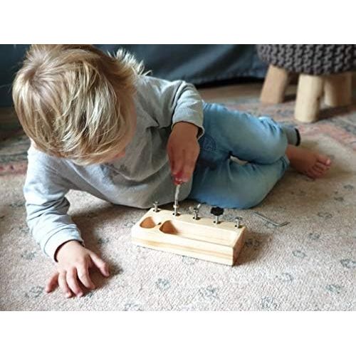  MEROCO Montessori Screw Driver Board for Kids Montessori Materials Basic Skills Educational Learning Toys for 3 4 5 Year Old Kids Toddlers Sensory Montessori Toy Preschool Classroo