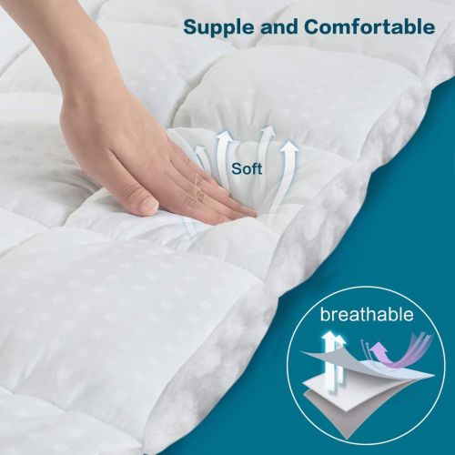  [아마존 핫딜] [아마존핫딜]MEROUS Queen Size Cotton Mattress Pad - Pillow Top Quilted Mattress Topper,Fitted 8-21 Inch Deep Pocket Mattress Pad Cover