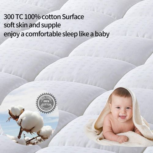  [아마존 핫딜] [아마존핫딜]MEROUS Queen Size Cotton Mattress Pad - Pillow Top Quilted Mattress Topper,Fitted 8-21 Inch Deep Pocket Mattress Pad Cover