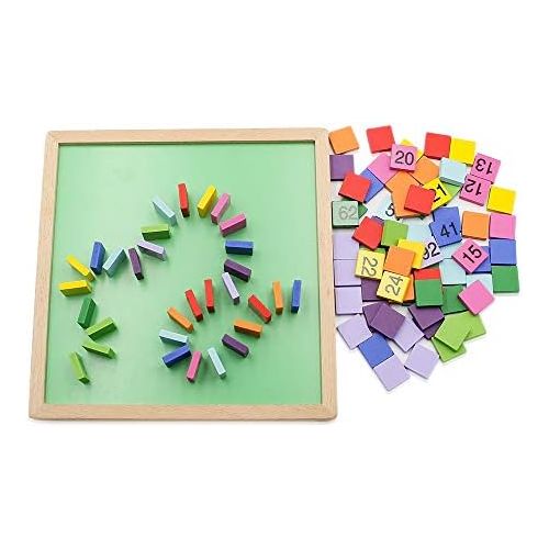  [아마존베스트]MerryHeart Wooden Math Learning Board Toy, Montessori 1-100 Consecutive Numbers Wooden Hundred Digital Board, Educational Game for Kids with Storage Bag