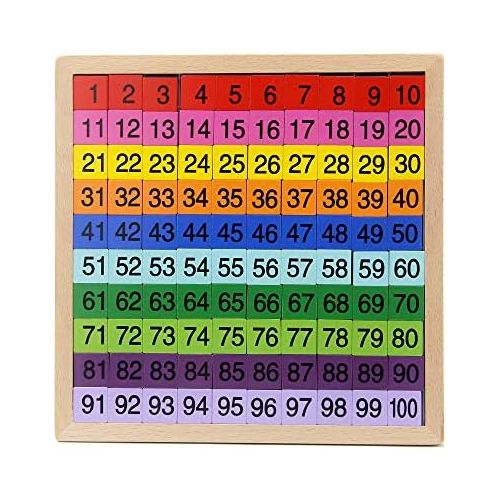  [아마존베스트]MerryHeart Wooden Math Learning Board Toy, Montessori 1-100 Consecutive Numbers Wooden Hundred Digital Board, Educational Game for Kids with Storage Bag