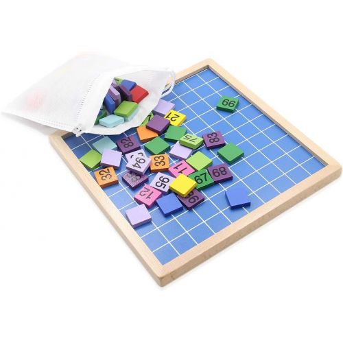  [아마존베스트]MerryHeart Wooden Math Learning Board Toy, Montessori 1-100 Consecutive Numbers Wooden Hundred Digital Board, Educational Game for Kids with Storage Bag