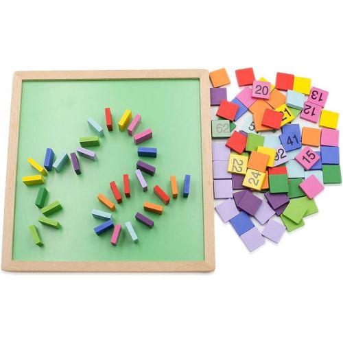  [아마존베스트]MerryHeart Wooden Math Learning Board Toy, Montessori 1-100 Consecutive Numbers Wooden Hundred Digital Board, Educational Game for Kids with Storage Bag