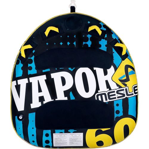  MESLE Tube Package Vapor 60, mit 2P Schleppleine, 2 Personen Speed Towable, Deck-Tube, Towable-Tube, blau-gelb-schwarz, 140cm x 140cm, 840 D Nylon, Eva Liegeflache, Quick-Connect-H