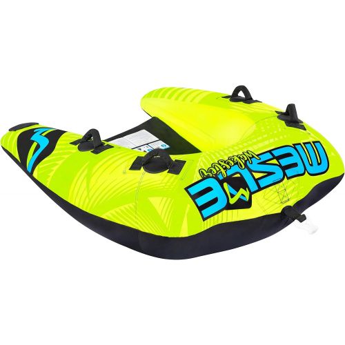  MESLE Tube Wakester 2, Chariot-Towable fuer 1 bis 2-Personen, Inflatable Fun-Tube, gruen-blau-schwarz, 170 x 145 cm, Multi-Rider Hufeisen, Kinder Erwachsene, aufblasbar ziehbar, Boot