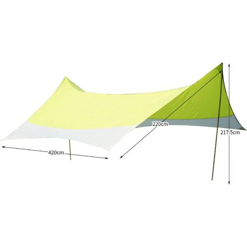  METTE 13.8x13.8ft Lightweight Camping Tarp Shelter, Beach Tent Sun Shade Awning Canopy with Adjustable Tarp Poles, Waterproof Sun-Proof for Hiking Fishing Picnic