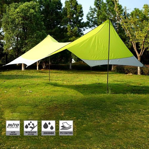  METTE 13.8x13.8ft Lightweight Camping Tarp Shelter, Beach Tent Sun Shade Awning Canopy with Adjustable Tarp Poles, Waterproof Sun-Proof for Hiking Fishing Picnic