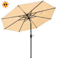 MEWAY Outdoor Patio Umbrella 9-Feet Aluminum Market Table Umbrella Push Button Tilt Crank (Beige)