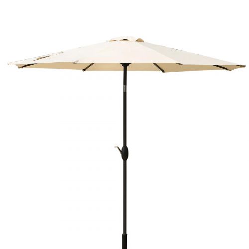  MEWAY Outdoor Patio Umbrella 9-Feet Aluminum Market Table Umbrella Push Button Tilt Crank (Beige)