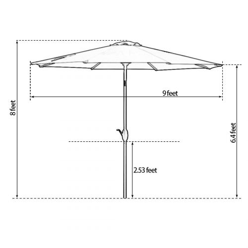  MEWAY Outdoor Patio Umbrella 9-Feet Aluminum Market Table Umbrella Push Button Tilt Crank (Beige)