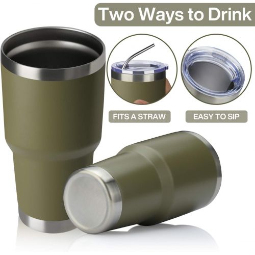  [아마존베스트]MEWAY 30oz Tumbler Double Wall Vacuum Insulated Travel Mug, Stainless Steel Tumbler with Lid, Durable Powder Coated Insulated Coffee Cup for Cold & Hot Drinks (Army Green, 1)