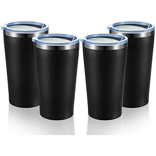  MEWAY 16oz Tumbler 4 Pack Stainless Steel Travel Coffee Mug with Lid ,Double Wall Insulated Coffee Cup Gift in Bulk for Women for Home Office, Travel Great(Black ,4 pack)