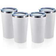 MEWAY 16oz Tumbler 4 Pack Stainless Steel Travel Coffee Mug with Lid ,Double Wall Insulated Coffee Cup Gift in Bulk for Women for Home, Office, Travel Great (White, 4 pack)
