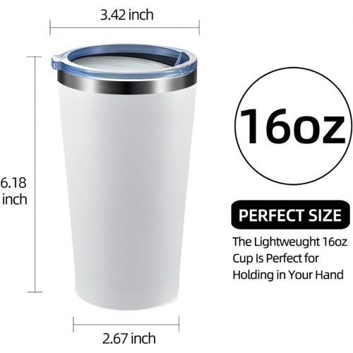  MEWAY 16oz Tumbler 4 Pack Stainless Steel Travel Coffee Mug with Lid ,Double Wall Insulated Coffee Cup Gift in Bulk for Women for Home, Office, Travel Great (White, 4 pack)