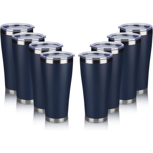  MEWAY 30oz Stainless Steel Tumblers Bulk 8 Pack ,Vacuum Insulated Cups Double Wall Large Tumbler with Lid ,Powder Coated Coffee Mugs for Ice & Hot Drink Gifts for Men(Navy ,Set of