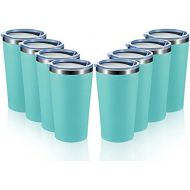 MEWAY 16oz Tumbler 8 Pack Stainless Steel Travel Coffee Mug with Lid ,Double Wall Insulated Coffee Cup Gift in Bulk for Women for Home, Office, Travel Great (Light blue, 8 pack)