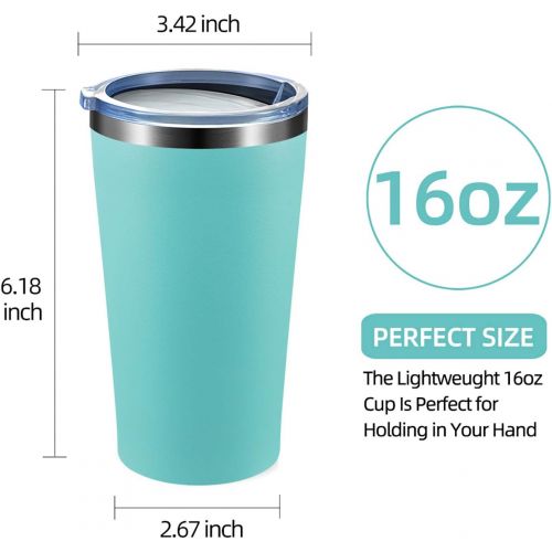  MEWAY 16oz Tumbler 8 Pack Stainless Steel Travel Coffee Mug with Lid ,Double Wall Insulated Coffee Cup Gift in Bulk for Women for Home, Office, Travel Great (Light blue, 8 pack)