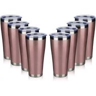 MEWAY 30oz Stainless Steel Tumblers Bulk 8 Pack ,Vacuum Insulated Cups Double Wall Large Tumbler with Lid ,Powder Coated Coffee Mugs for Ice & Hot Drink Gifts for Men(Rose Gold ,Se