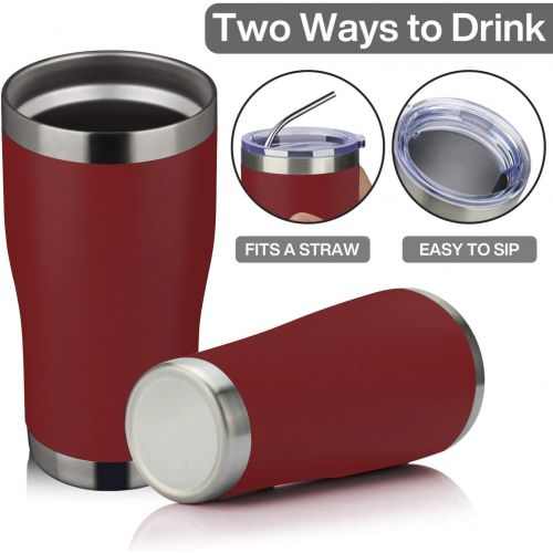  MEWAY 20oz Stainless Steel Tumblers 8 Pack Bulk,Vacuum Insulated Coffee Cup with Lid,Double Wall Powder Coated Travel Mug Gift,Thermal Cups Keep Drinks Cold & Hot(Red,Set of 8)