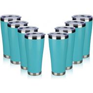 MEWAY 30oz Stainless Steel Tumblers Bulk 8 Pack ,Vacuum Insulated Cups Double Wall Large Tumbler with Lid ,Powder Coated Coffee Mugs for Ice & Hot Drink Gifts for Men(Light Blue ,S