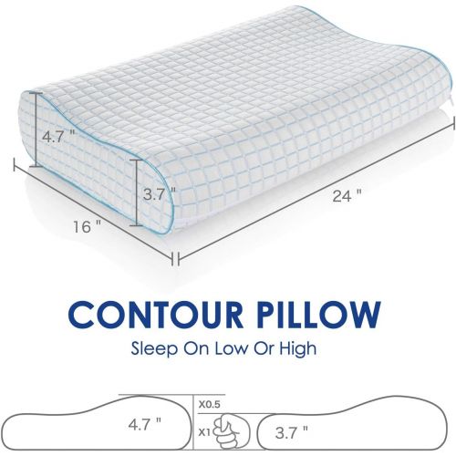  [아마존핫딜][아마존 핫딜] MEWE Cool Memory Foam Pillow Gel Memory Foam Orthopedic Pillow with Cooling Washable Cover Contour Pillow for Side Back Stomach Sleepers Cervical Pillow for Neck Pain (24 x 16 x 3.