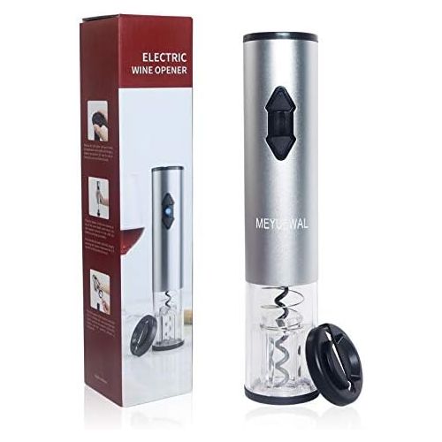  [아마존베스트]MEYUEWAL Electric Wine Opener Kit with Foil Cutter, Household Electric Corkscrew Opener Reusable Full Automatic Wine Bottle Opener, Holiday Gift for Your Parents, Lovers and Friend