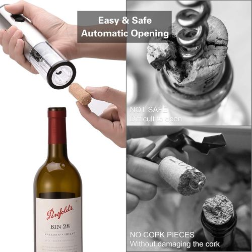  [아마존베스트]MEYUEWAL Electric Wine Opener Kit with Foil Cutter, Household Electric Corkscrew Opener Reusable Full Automatic Wine Bottle Opener, Holiday Gift for Your Parents, Lovers and Friend