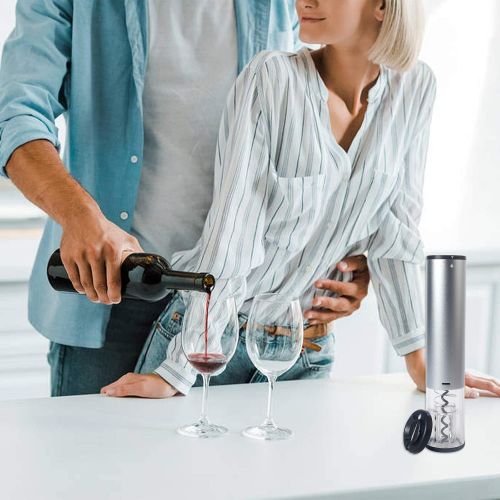  [아마존베스트]MEYUEWAL Electric Wine Opener Kit with Foil Cutter, Household Electric Corkscrew Opener Reusable Full Automatic Wine Bottle Opener, Holiday Gift for Your Parents, Lovers and Friend