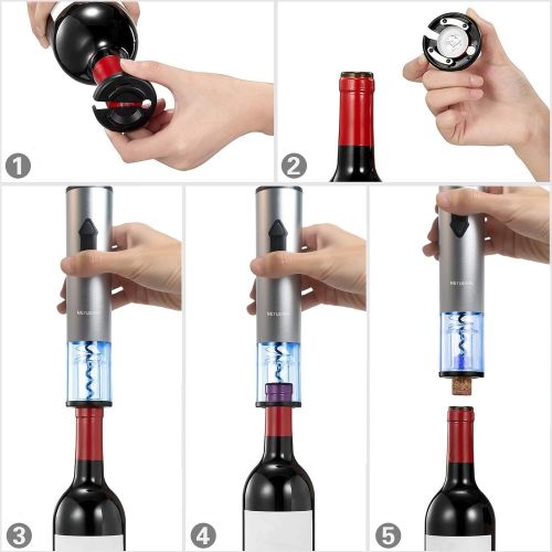  [아마존베스트]MEYUEWAL Electric Wine Opener Kit with Foil Cutter, Household Electric Corkscrew Opener Reusable Full Automatic Wine Bottle Opener, Holiday Gift for Your Parents, Lovers and Friend