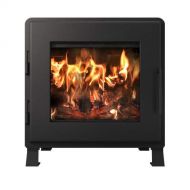 MF Fire Satin Black Nova Wood Stove with Room Blower Fan