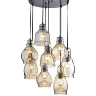 MFR Light Fixtures Circular Light Fixture for Dining Rooms and Kitchen Areas | Glass Chandelier Centerpiece Provides Ample Lighting | Round Indoor Hanging Lamp Set Descends from Ceiling to Create Mod