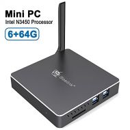 MFY Mini PC, 6GB/64GB Windows 10 64-bit Intel Apollo Lake N3450 (up to 2.2GHz), 4K/Dual HDMI/USB 3.0/Gigabit Ethernet/Dual WiFi/SD Card Reader/BT 4.0, Fanless Mini Computer Desktop