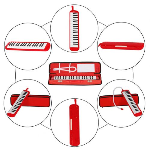  MG.QING Melodicas 37-Key Piano Keyboard Wind Instrument Red