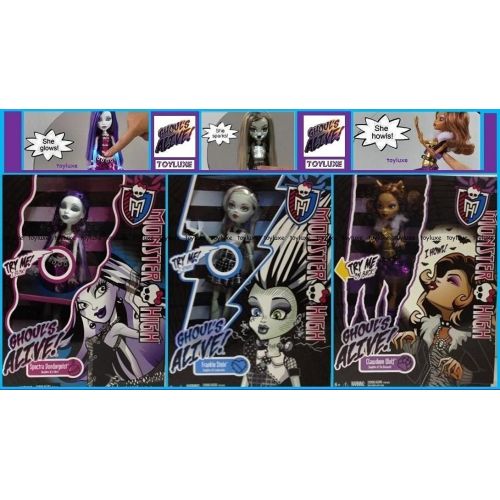  MGA Entertainment Monster High Ghouls Alive! Its Alive Complete Set of 3 - Clawdeen Wolf, Frankie Stein & Spectra Vondergeist