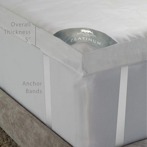  MGM GRAND Hotel FB-020-2F Platinum Collection 5 Hotel Pillow top Down & Feather Bed/Mattress Topper Filled Goose Down Alternative Fiber-100% Cotton Feather Proof, Baffle Box