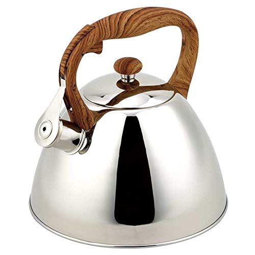  MGYJ Tea Pots for Stove Top Stove Top Stainless Steel Whistle Tea Kettle with Wood Grain Handle Suitable for Stove Top Tea Kettle for Family Kitchen Party