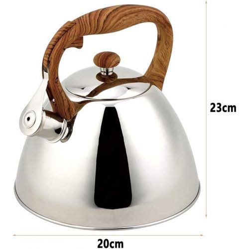  MGYJ Tea Pots for Stove Top Stove Top Stainless Steel Whistle Tea Kettle with Wood Grain Handle Suitable for Stove Top Tea Kettle for Family Kitchen Party